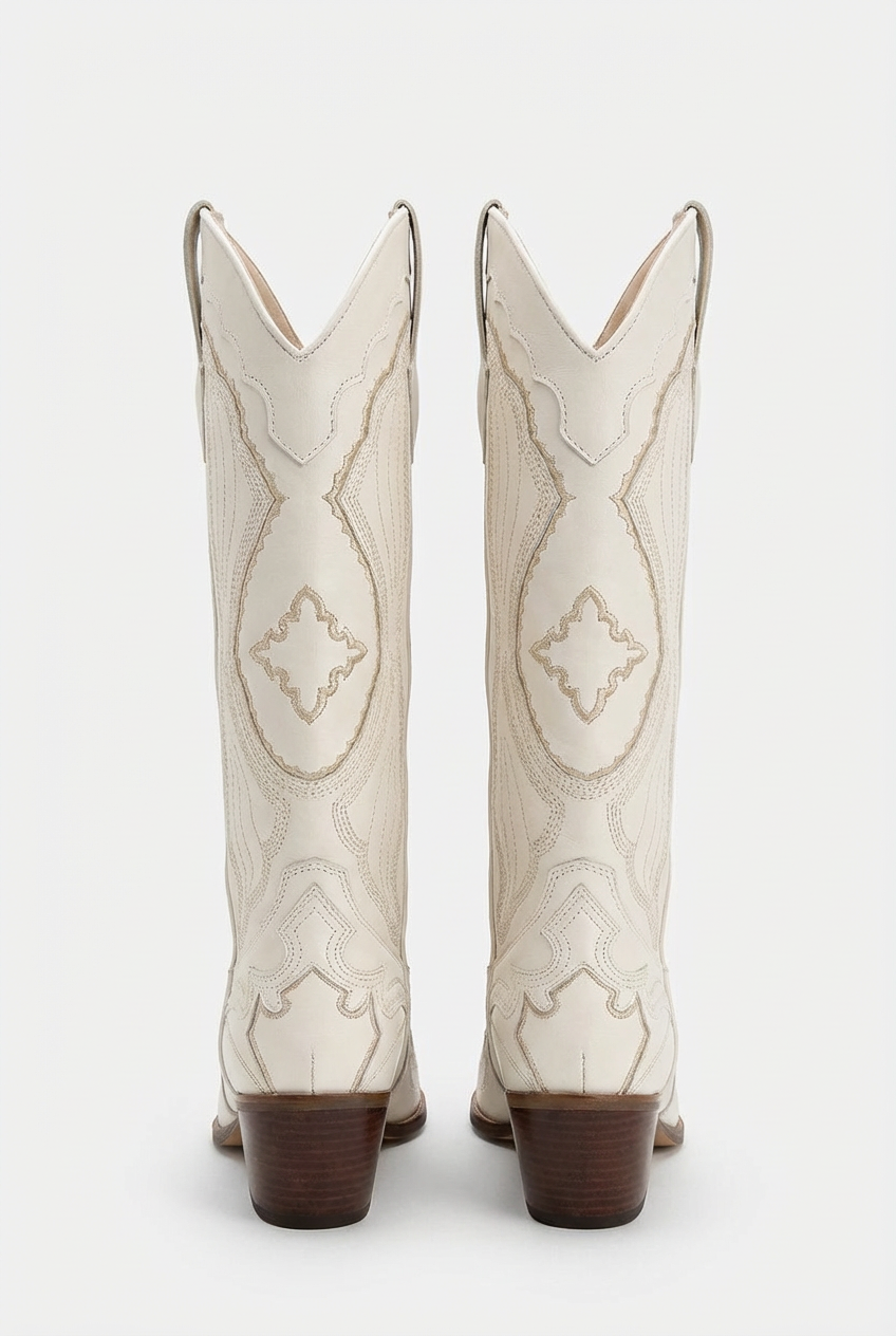 Willow – Santiag Blanche Brodée Style Cowboy