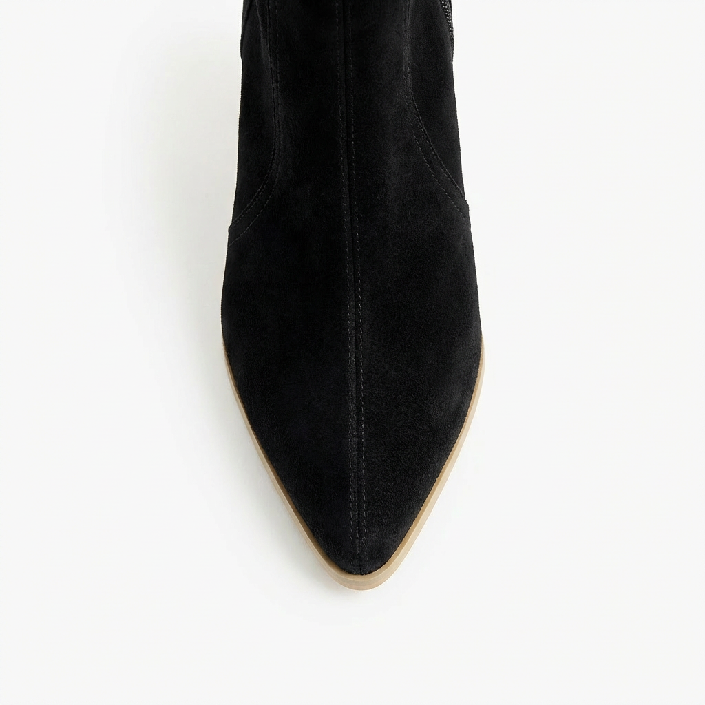 Inès – Bottines Noires à Talon Bois