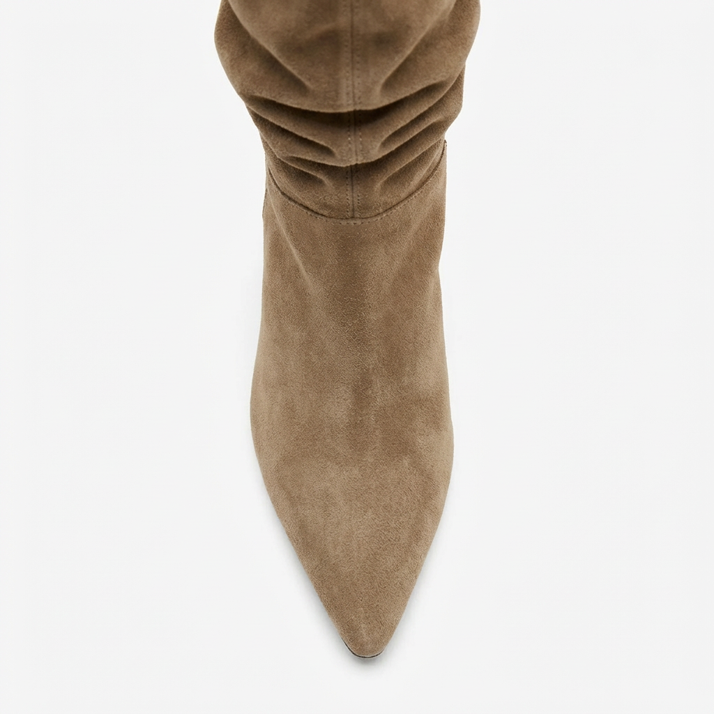 Jade – Bottes Beiges Effet Plissé