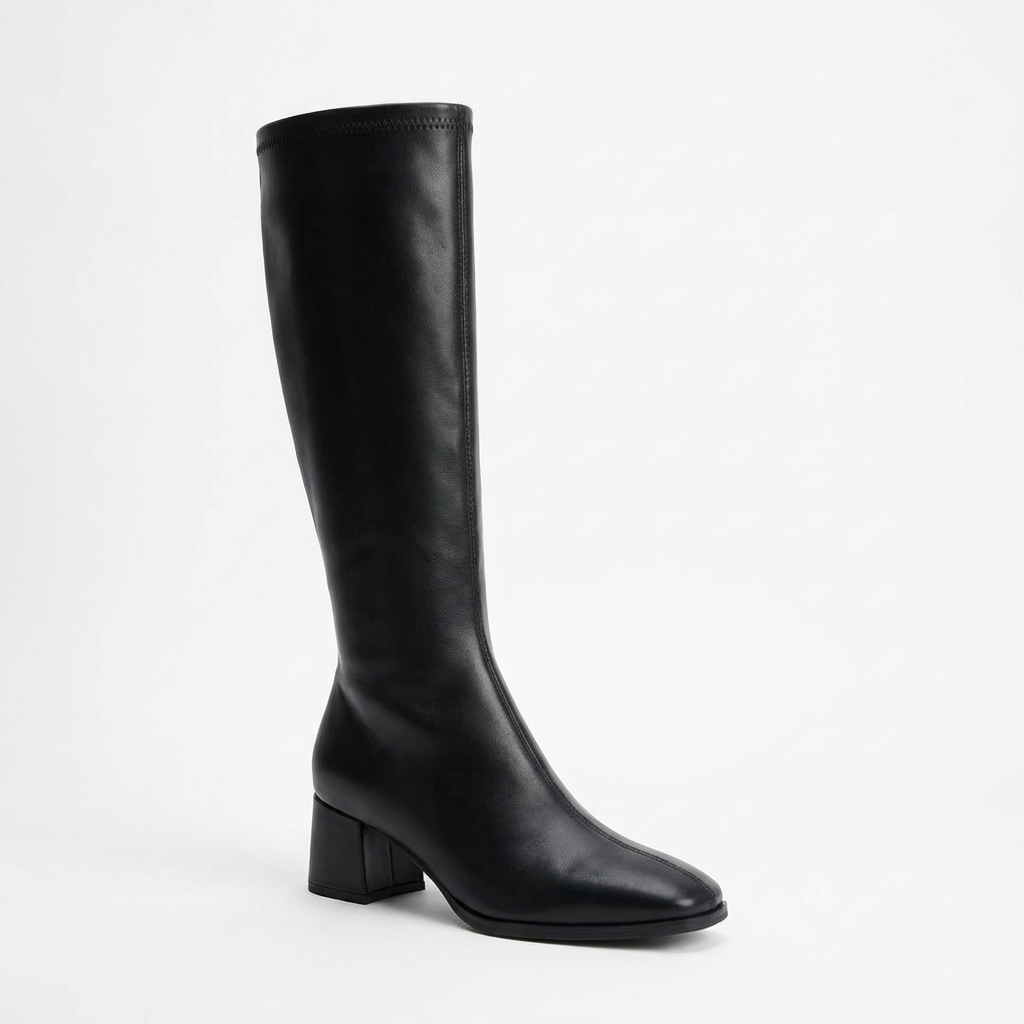 Charlotte – Bottes Noires à Talon Classique