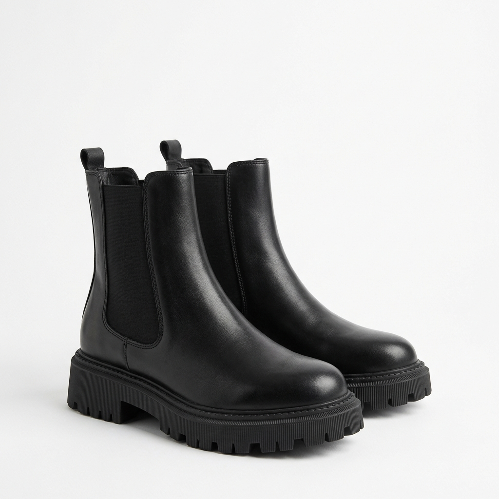 Luna – Bottines Chelsea Noires à Semelle Crantée