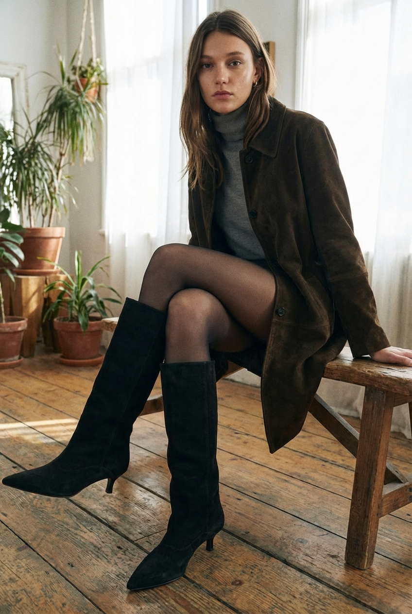 Noémie – Bottes Noires à Talon Fin