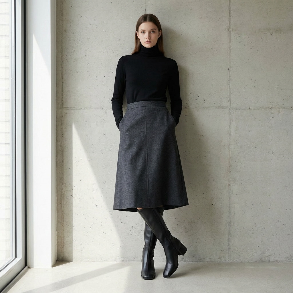 Charlotte – Bottes Noires à Talon Classique