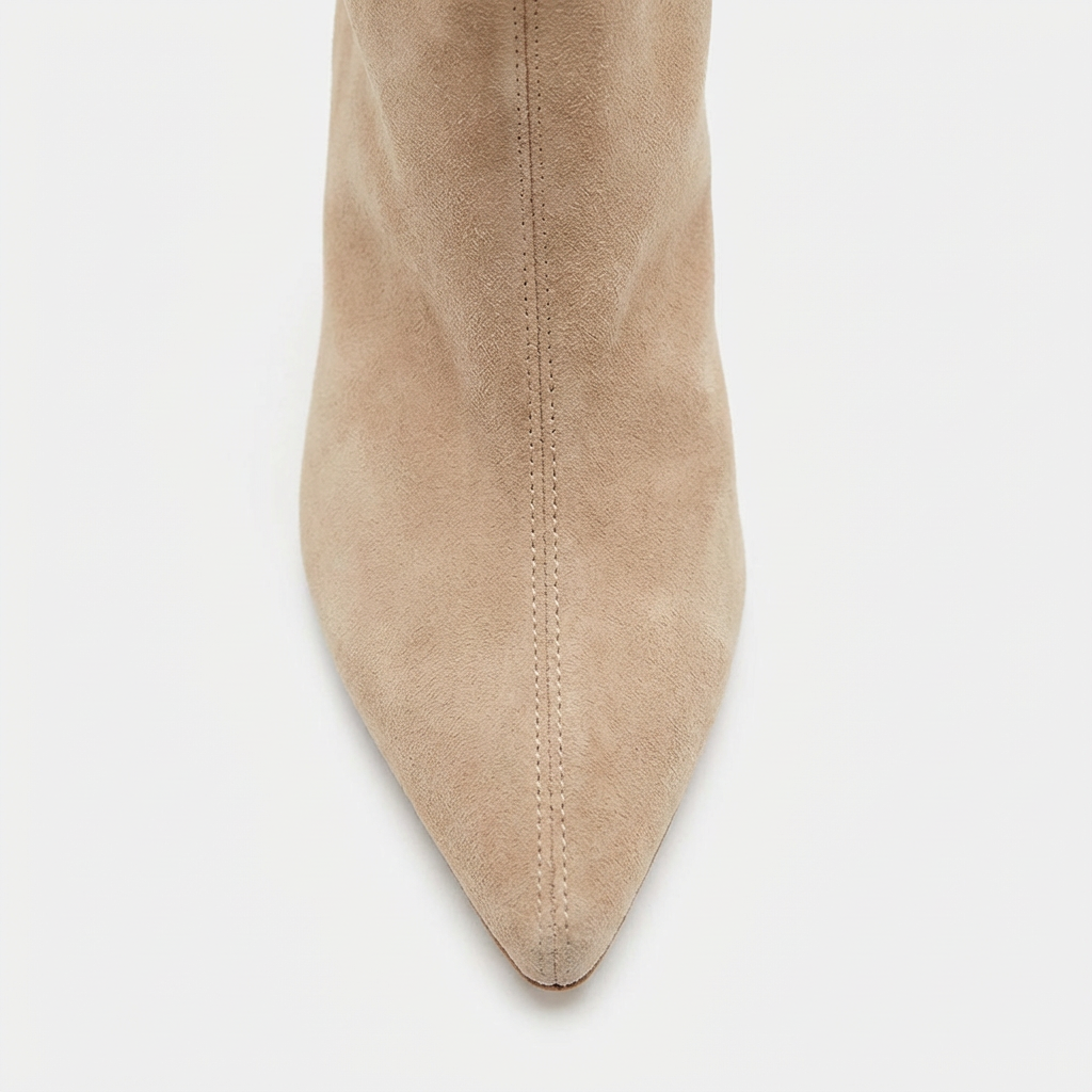 Sofia – Bottes Beiges en Daim à Talon Fin