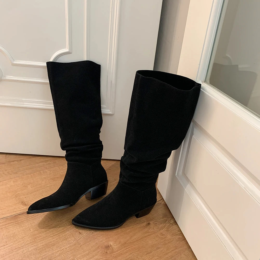 Jade – Bottes Beiges Effet Plissé