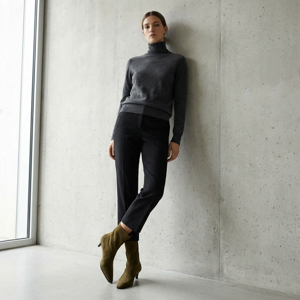 Olivia – Bottines Vert Olive en Daim