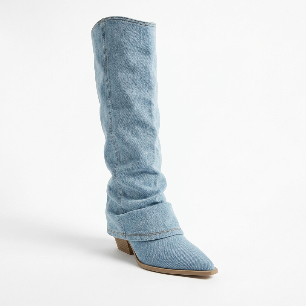 Indigo – Bottes Hautes au Design Plissé