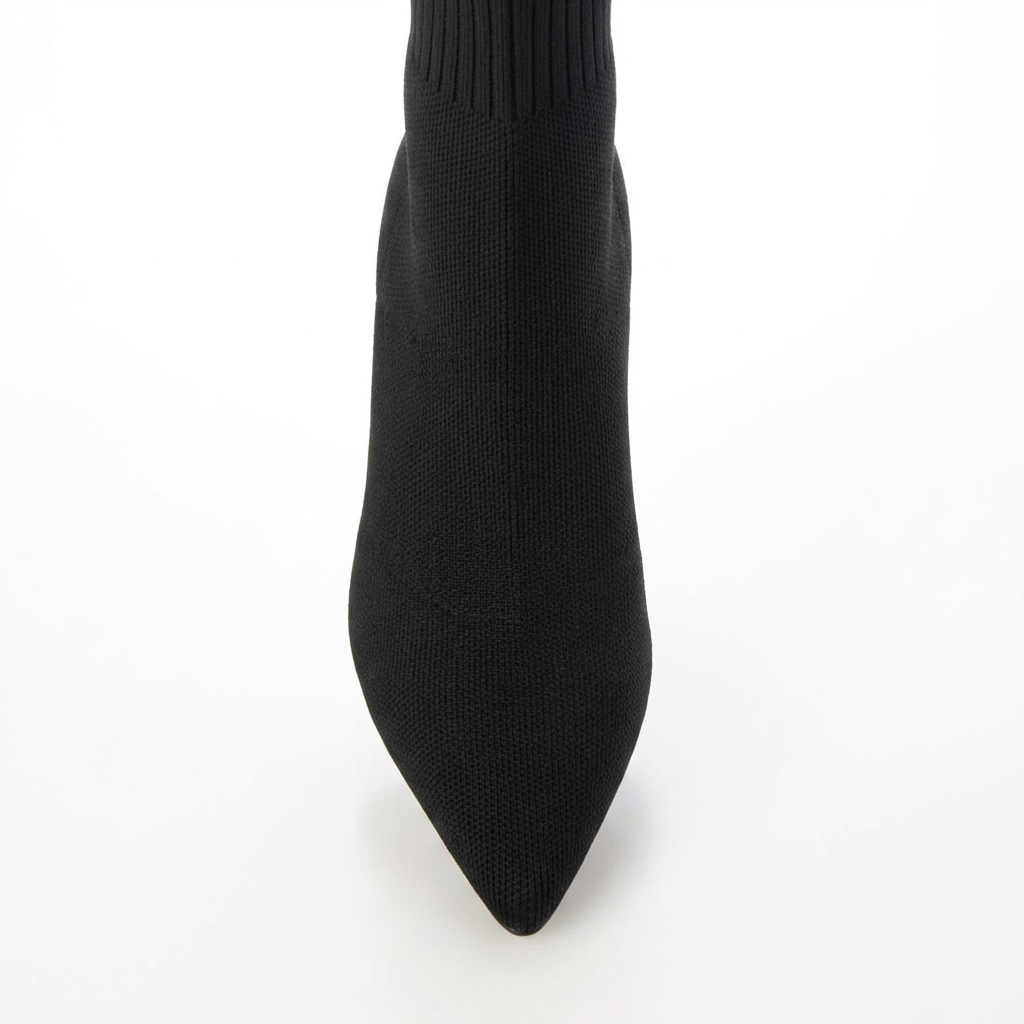 Elena – Bottines Noires à Talon Effet Chaussette