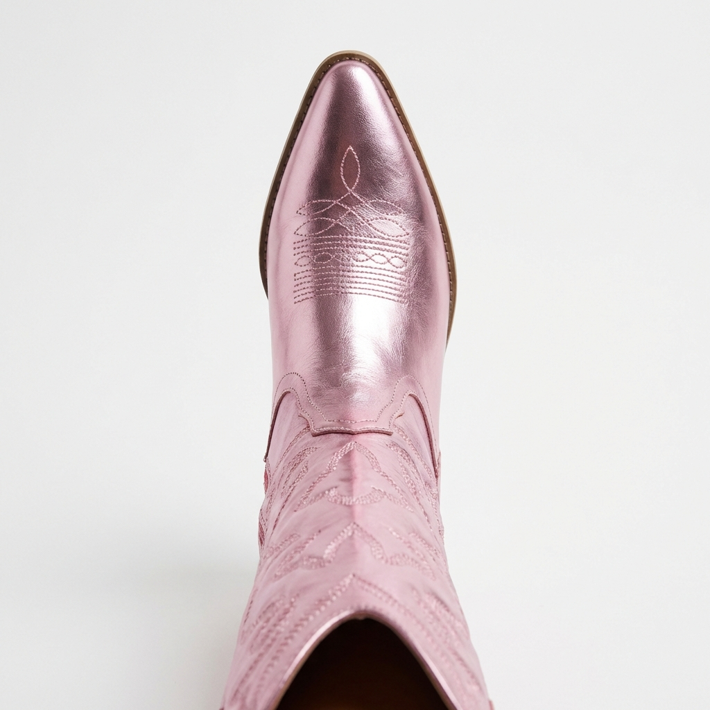 Daisy – Santiag Rose Métallisée Style Cowboy