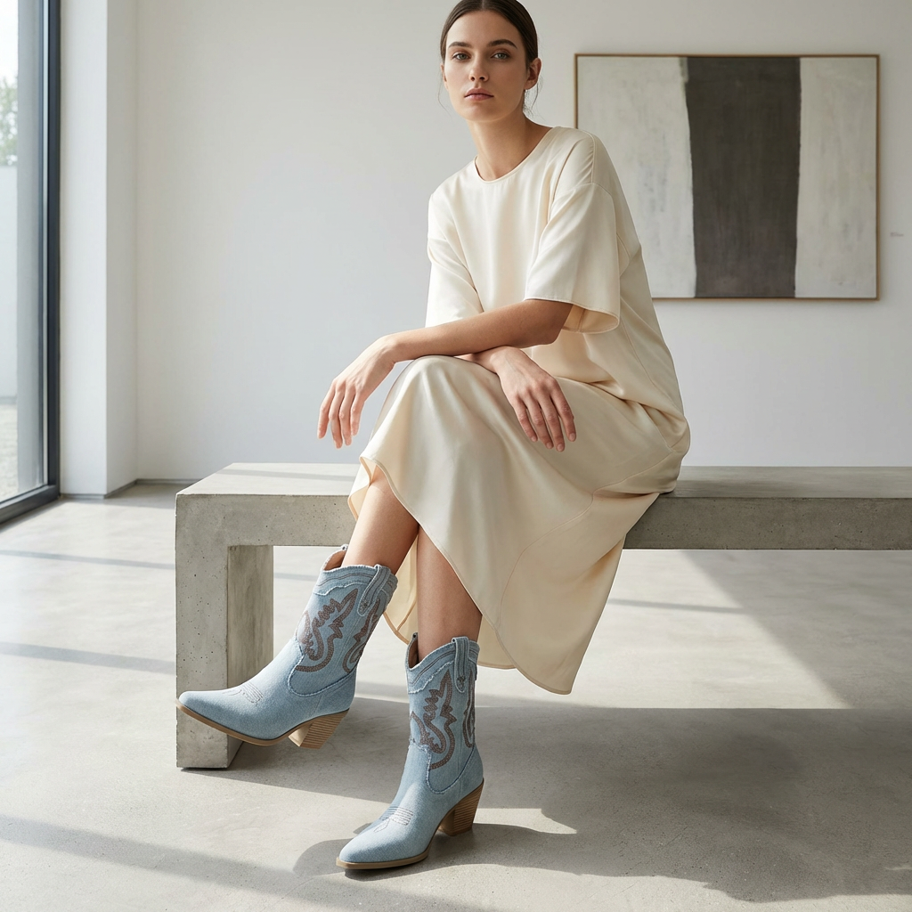 Maya – Santiag Denim Brodée