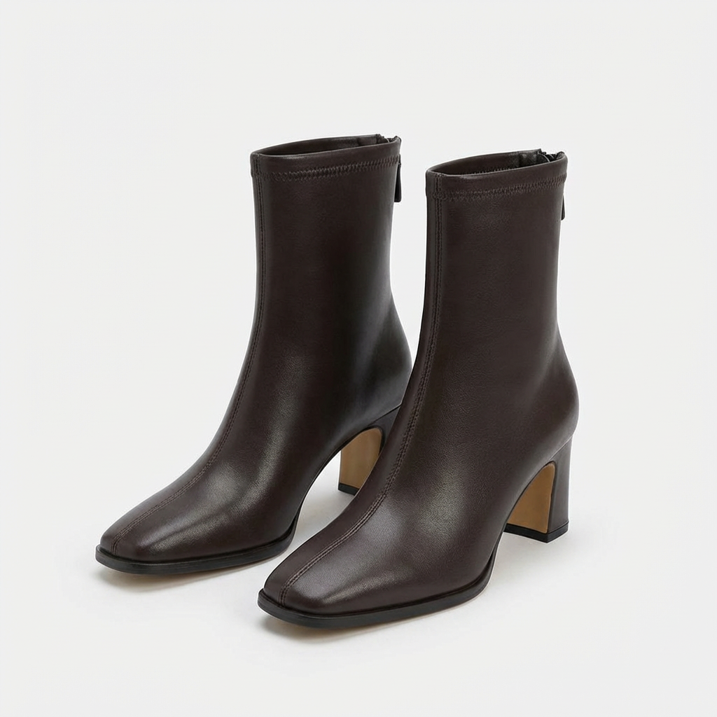 Eva – Bottines Marron à Talon
