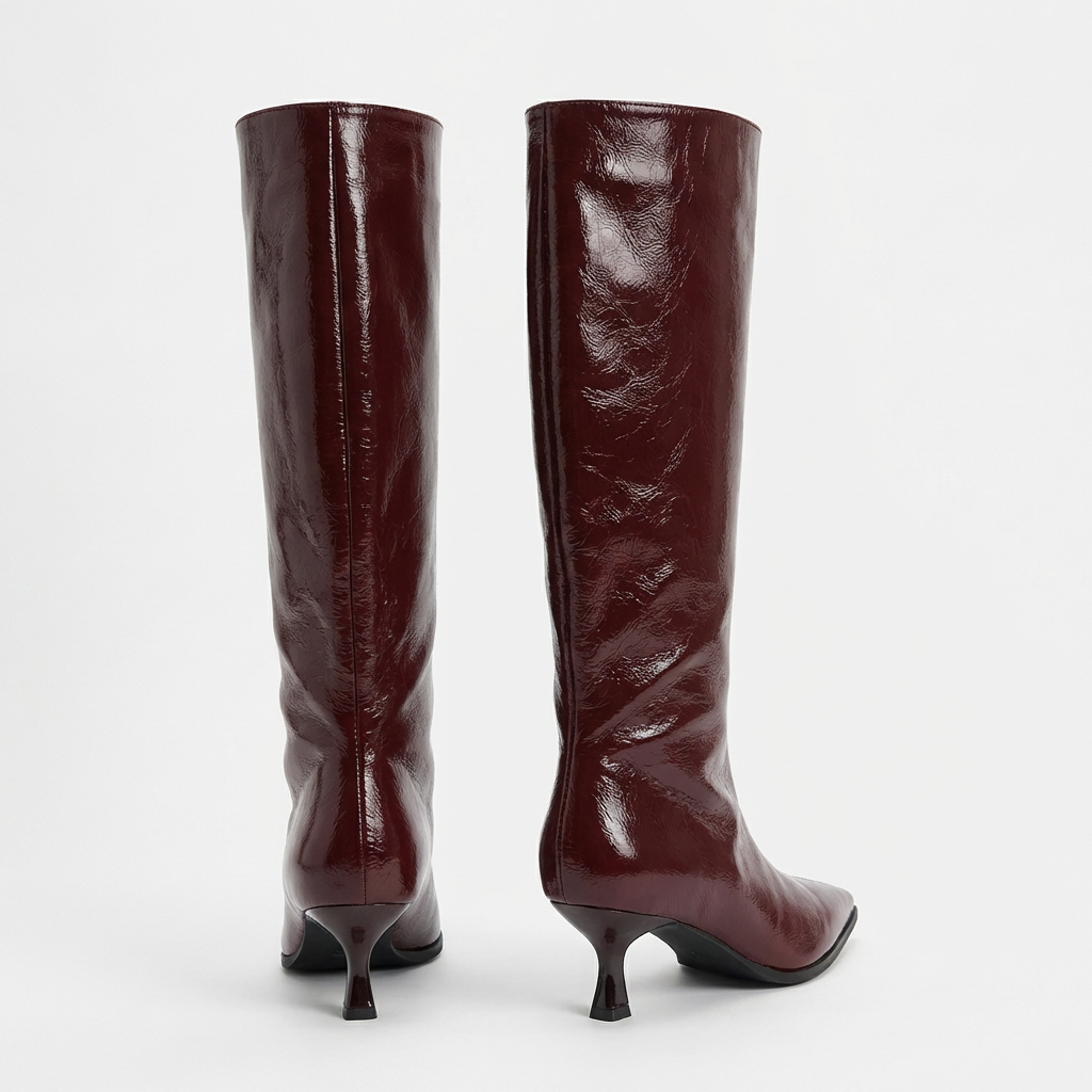 Elena – Bottes Hautes Vernies Bordeaux