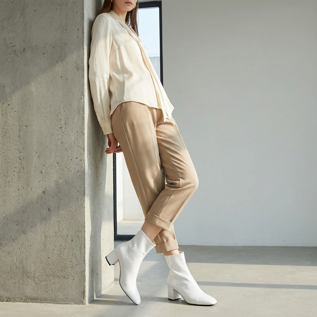Elena – Bottines Blanches à Talon