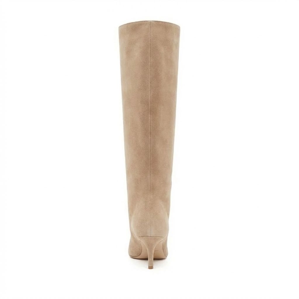Sofia – Bottes Beiges en Daim à Talon Fin