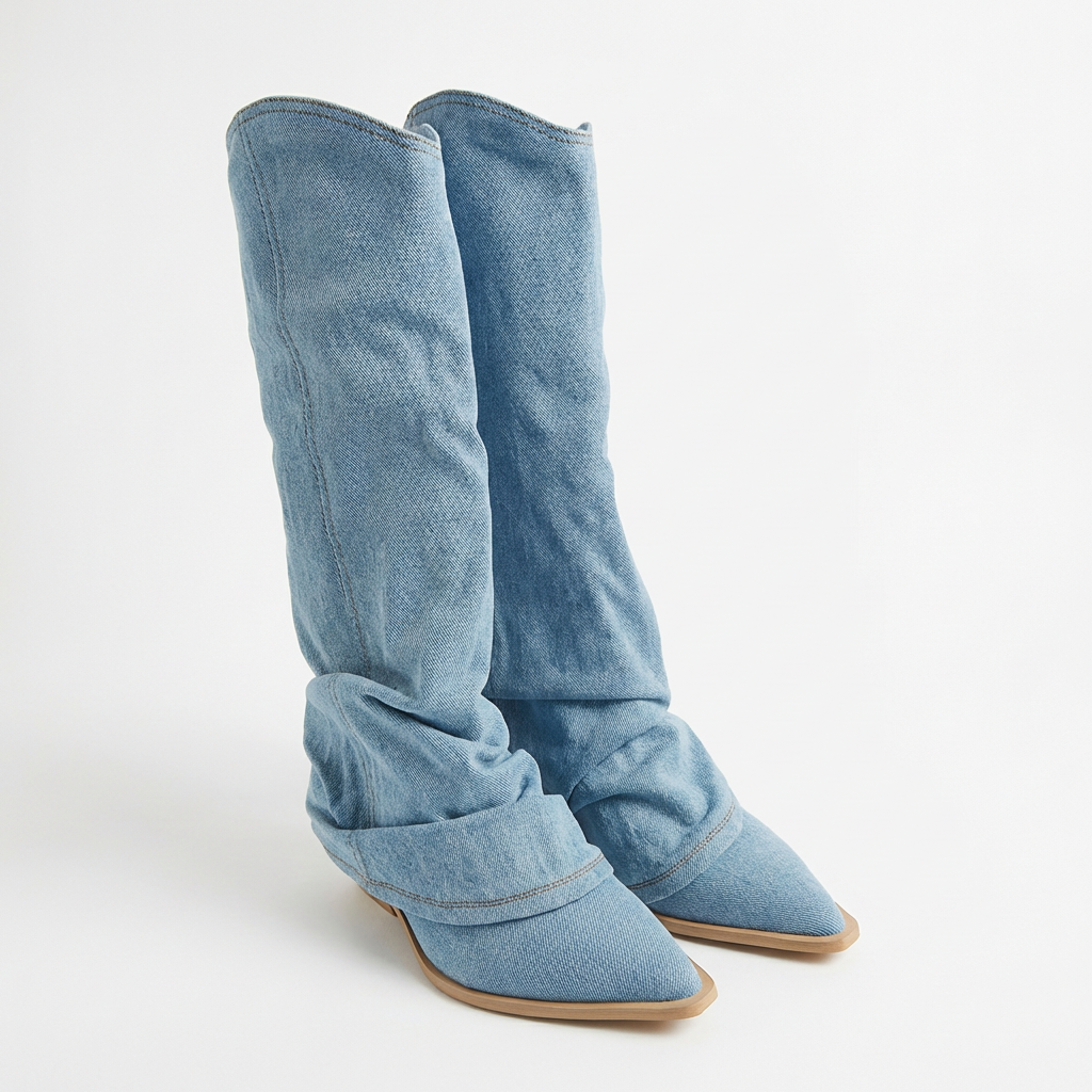 Indigo – Bottes Hautes au Design Plissé