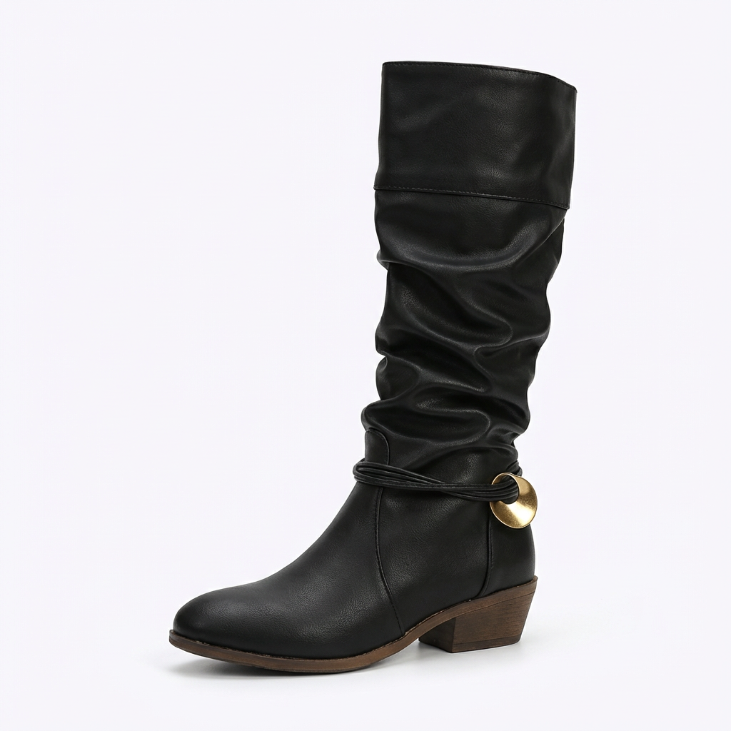 Lucile – Bottes Noires Détail Doré