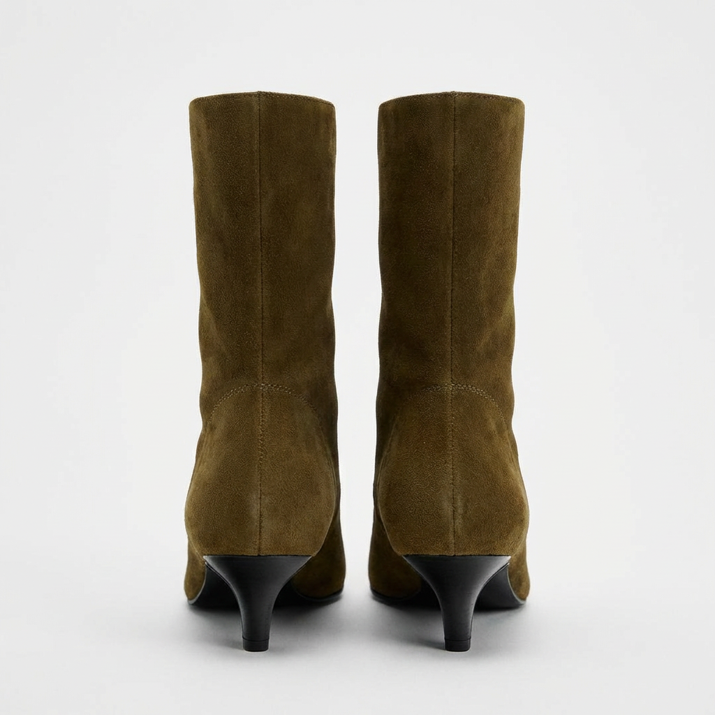 Olivia – Bottines Vert Olive en Daim