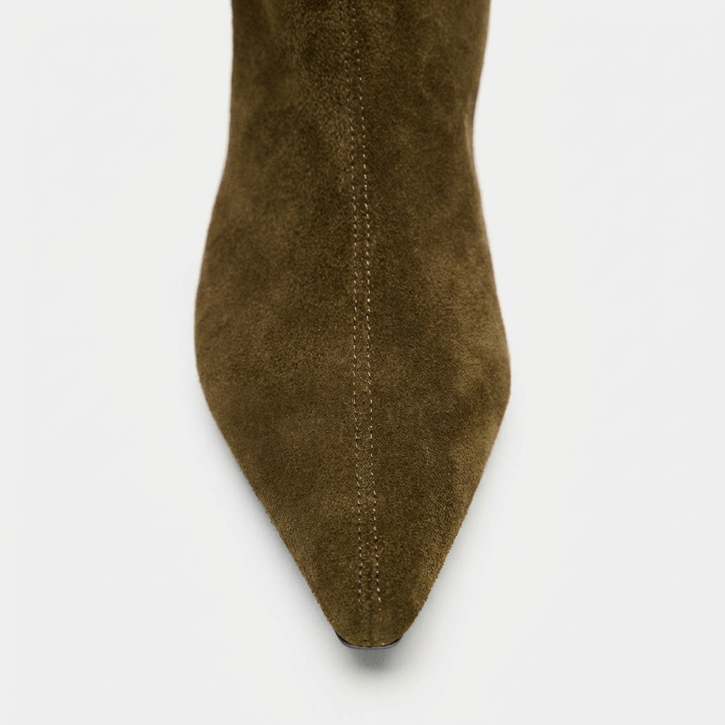 Olivia – Bottines Vert Olive en Daim