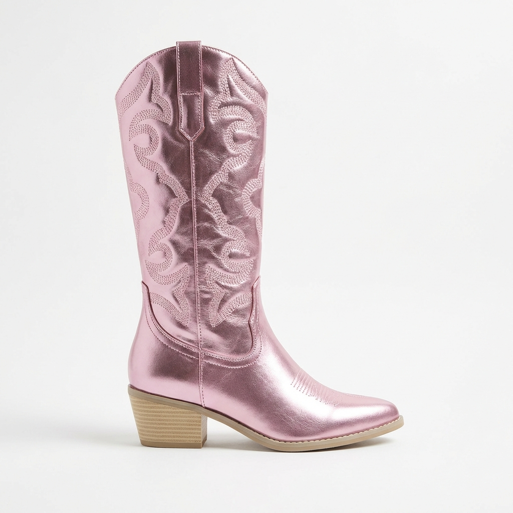 Daisy – Santiag Rose Métallisée Style Cowboy