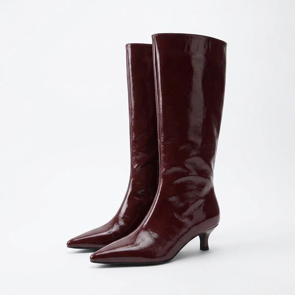 Elena – Bottes Hautes Vernies Bordeaux