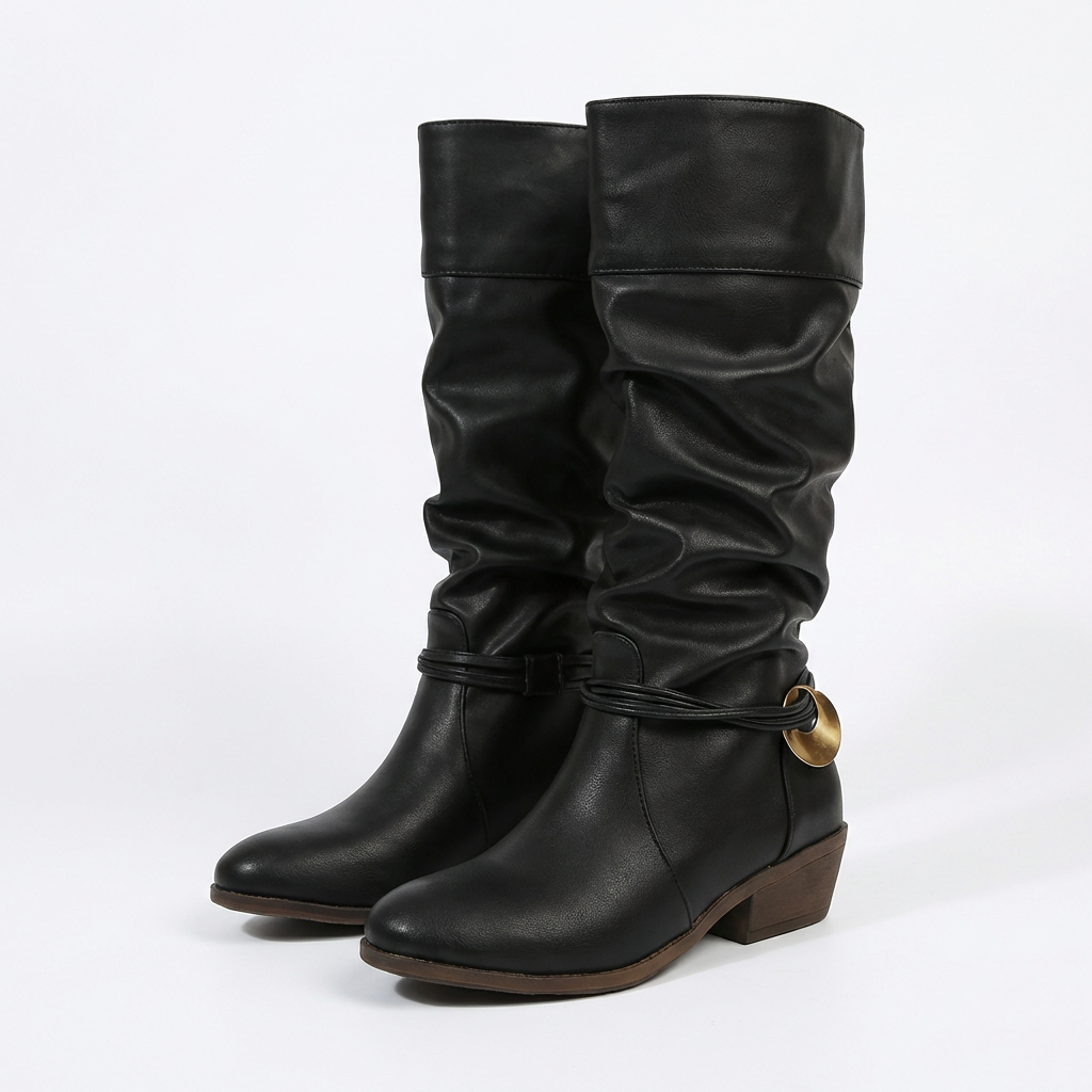 Lucile – Bottes Noires Détail Doré