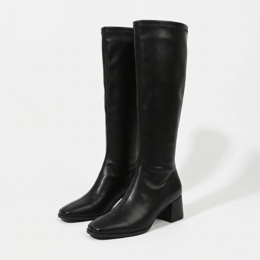 Charlotte – Bottes Noires à Talon Classique