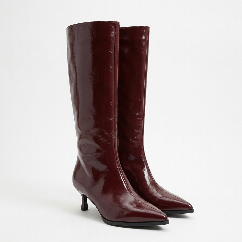 Elena – Bottes Hautes Vernies Bordeaux