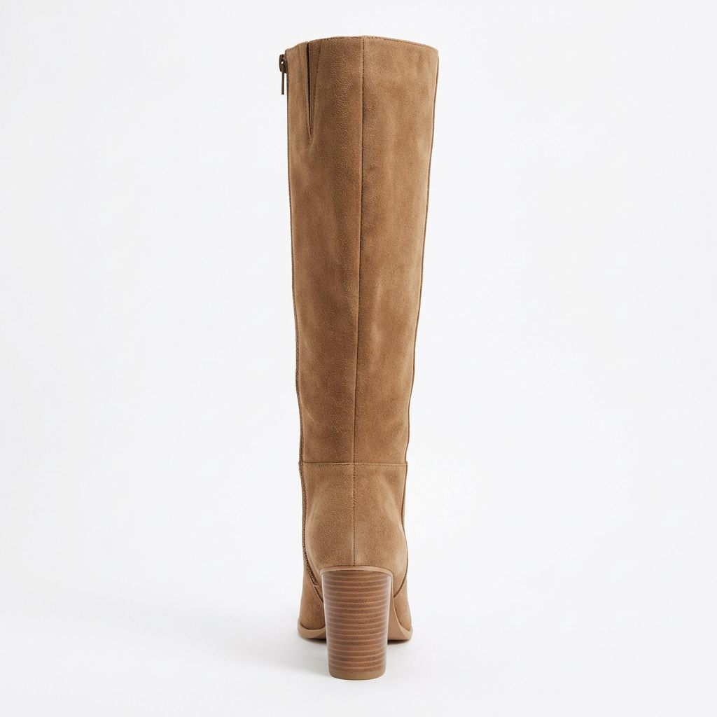 Rose – Santiag en Daim Camel Style Cowboy Mi-Mollet